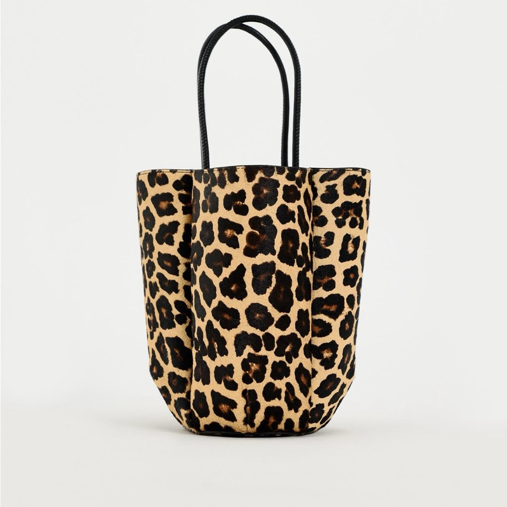Zara Animal Print Leather mini bucket bag